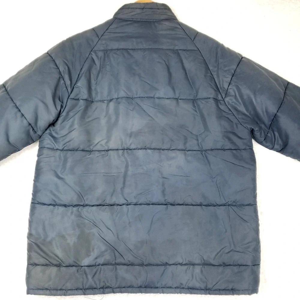 Vintage Horizon Sportswear Navy Puffer Jacket Continuous Rolling Safety 1st L
